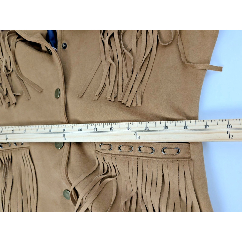 Powder River Outfitters Faux Suede Fringed Coat Jacket Sz M Western Boho Cowgirl - Picture 11 of 12